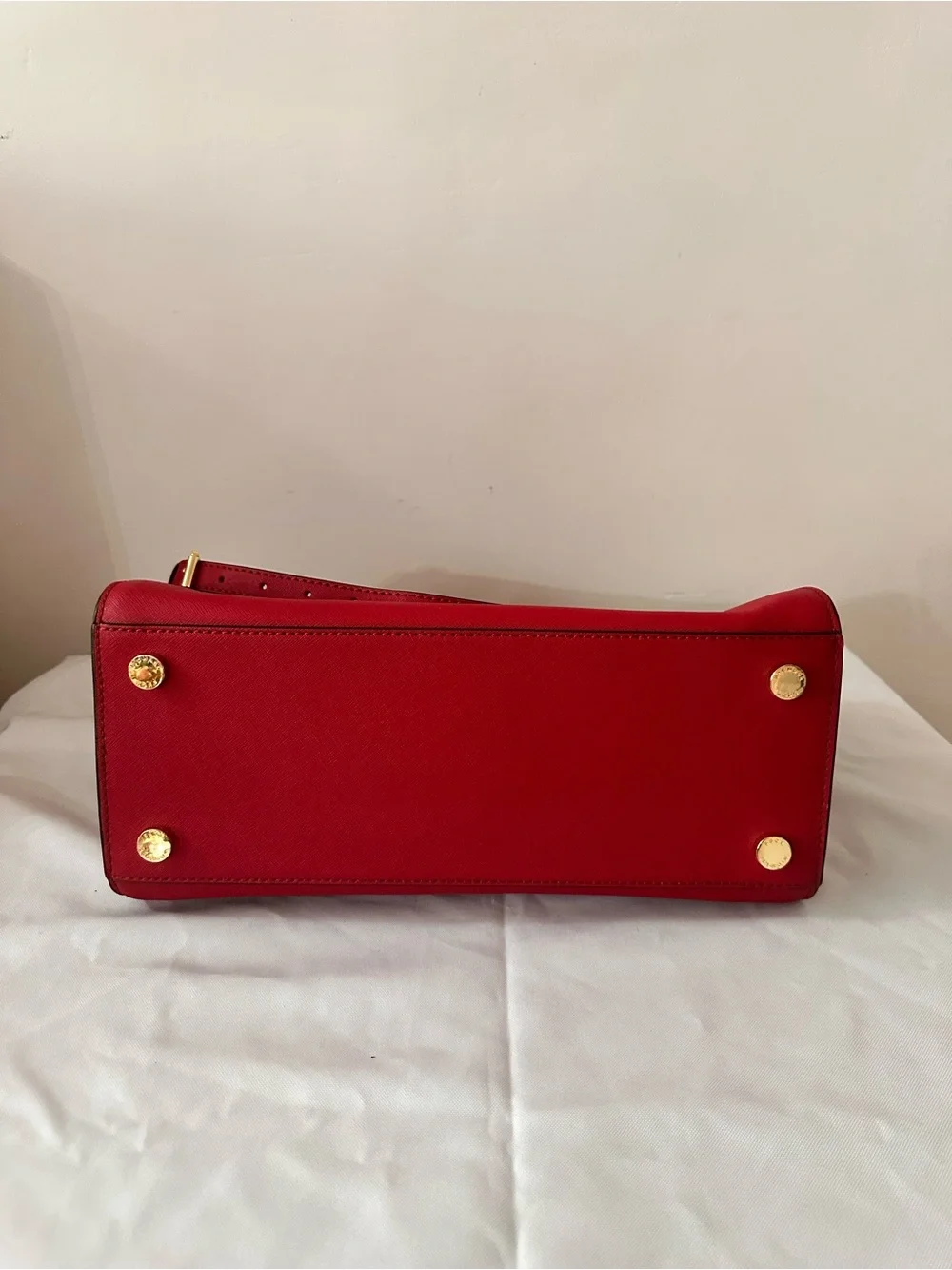 MICHAEL KORS Red Leather Satchel with Gold Tone Hardware
